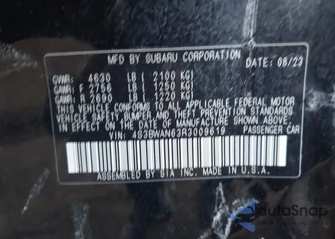 2024 Subaru Legacy Limited из США, поврежденный, VIN 4S3BWAN63R3009619